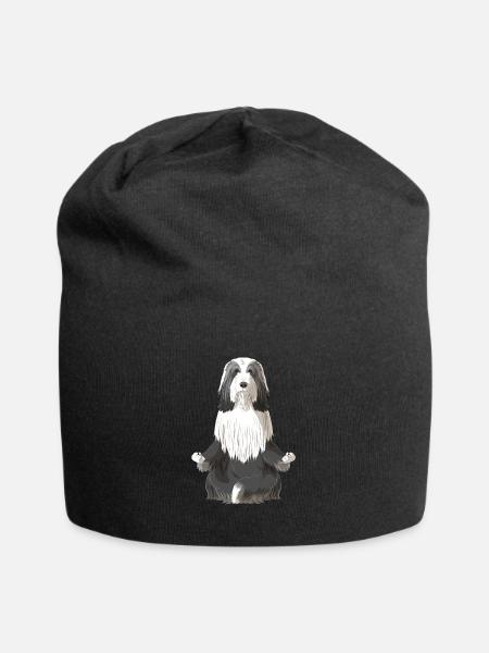 Bearded Collie Hund Meditation - Jersey-Beanie - Schwarz
