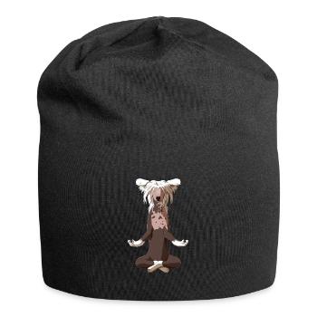 Meditate Chinese Crested Dog - Jersey Beanie - black - Front