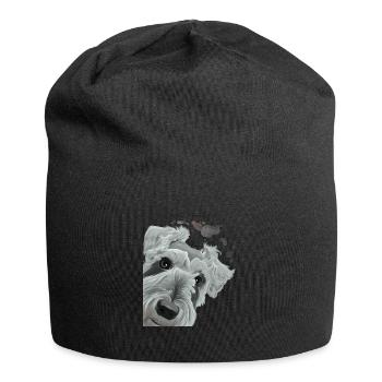 Chien museau curieux - Bonnet en jersey - noir - Devant