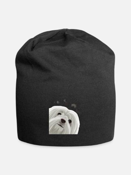 Curious Maltese Dog - Jersey Beanie - black