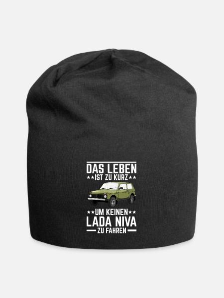 Leben Lada Niva 4x4 Offroad Geländewagen - Jersey-Beanie - Schwarz