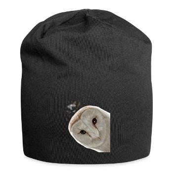 Funny Curious Owl - Jersey Beanie - black - Front
