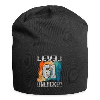 Birthday Gift Level Unlocked 61 years - Jersey Beanie - black - Front