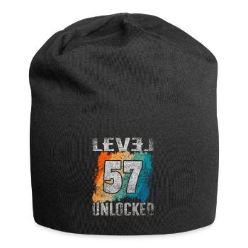 Birthday Gift Level Unlocked 57 years - Jersey Beanie - black - Front