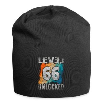 Geburtstag Geschenk Level Unlocked 66 Jahre - Jersey-Beanie - Schwarz - Vorne