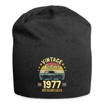 Vintage October 1977 45 Years Anniversary - Jersey Beanie - black - Front