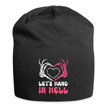 let's stay in hell heart humor halloween - Jersey Beanie - black - Front