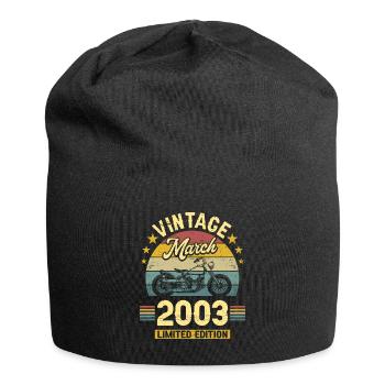 Oldtimer-Biker Jahrgang März 2003 20-jähriges Jubiläum - Jersey-Beanie - Schwarz - Vorne