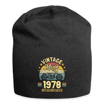 Oldtimer-Biker Jahrgang März 1978 45-jähriges Jubiläum - Jersey-Beanie - Schwarz - Vorne