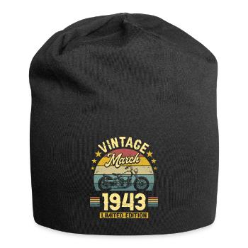 Oldtimer-Biker Jahrgang März 1943 80-jähriges Jubiläum - Jersey-Beanie - Schwarz - Vorne