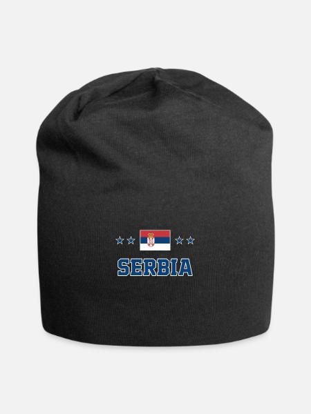 Serbien - Jersey-Beanie - Schwarz