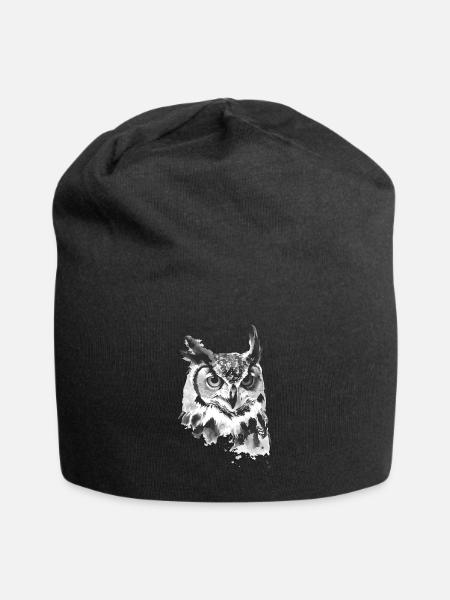 Eule - Jersey-Beanie - Schwarz