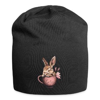 Kaninchen - Jersey-Beanie - Schwarz - Vorne