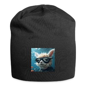 Alpaka - Jersey-Beanie - Schwarz - Vorne