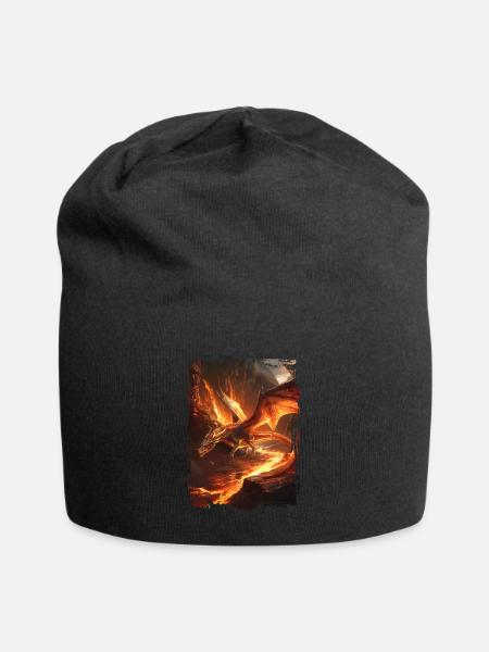 Drachen - Jersey-Beanie - Schwarz