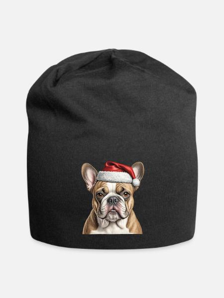 Christmas bulldog - Jersey Beanie - black