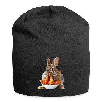 Kaninchen - Jersey-Beanie - Schwarz - Vorne