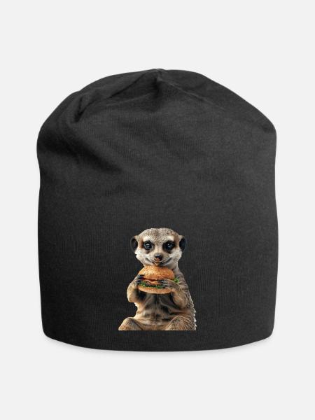 Erdmännchen - Jersey-Beanie - Schwarz