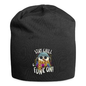 Stay Chill & Funk On! Groovy DJ Snowman - Jersey Beanie - black - Front