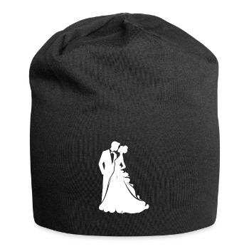 Mariée, Marié, Jeunes mariés, Mariage - Bonnet en jersey - noir - Devant