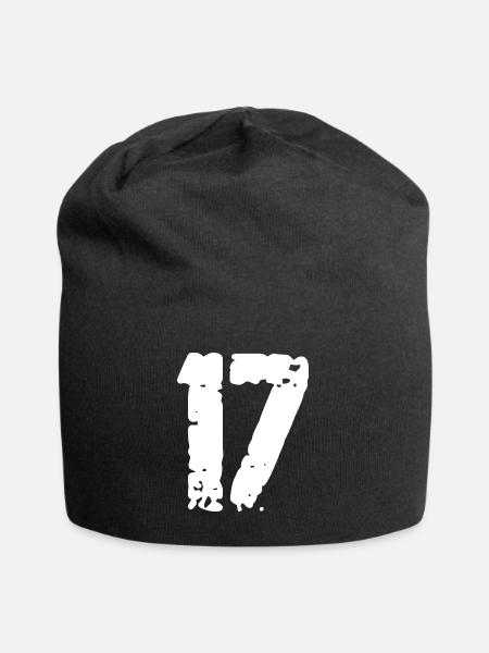 17 Zahl Vintage - Jersey-Beanie - Schwarz