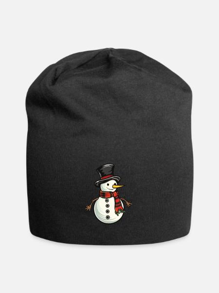 Schneemann Winter Schnee - Jersey-Beanie - Schwarz