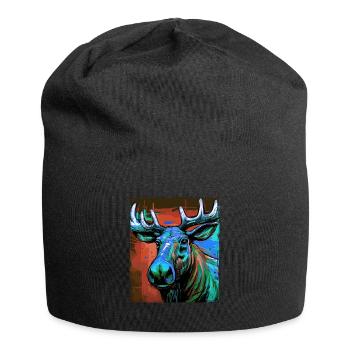 Moose Portrait - Jersey Beanie - black - Front
