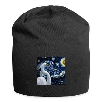 Reiher Vogel - Jersey-Beanie - Schwarz - Vorne