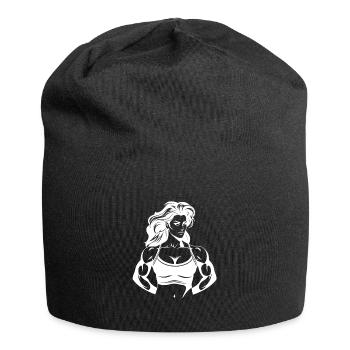 Woman Muscles Bodybuilding Fitness Gym - Jersey Beanie - black - Front