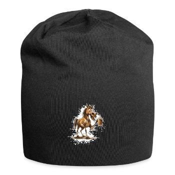 Pferd Bier Lustig - Jersey-Beanie - Schwarz - Vorne