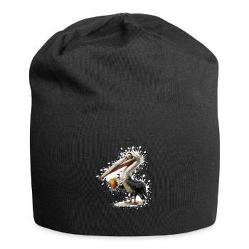 Pelikan Vogel Bier Lustig - Jersey-Beanie - Schwarz - Vorne