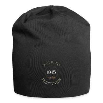 80. Geburtstag, aged to perfection 1945, Geschenk - Jersey-Beanie - Schwarz - Vorne