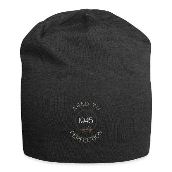 80th Birthday, aged to perfection 1945, gift - Jersey Beanie - charcoal grey - Front