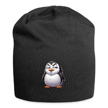 Skeptical Naughty Penguin Cartoon - Jersey Beanie - black - Front