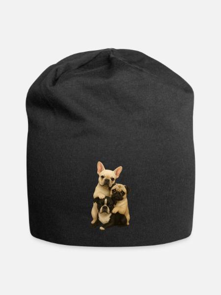 Französische Bulldogge Mops Terrier - Jersey-Beanie - Schwarz