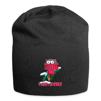 Frost Eule Frostbeule Lustig Winter Spaß Humor - Jersey-Beanie - Schwarz - Vorne