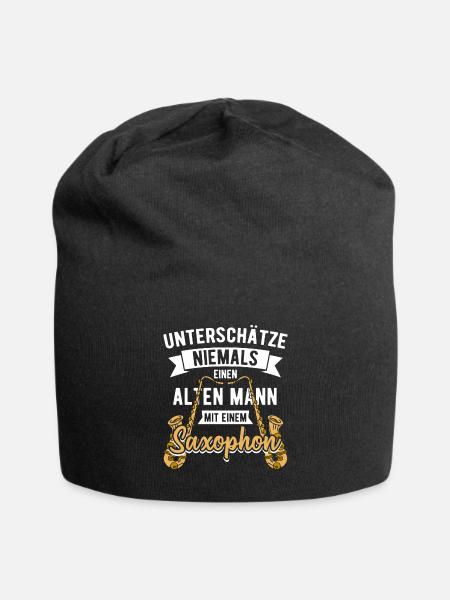 Unterschätze Niemals Einen Alten Mann Mit Saxophon - Jersey-Beanie - Schwarz