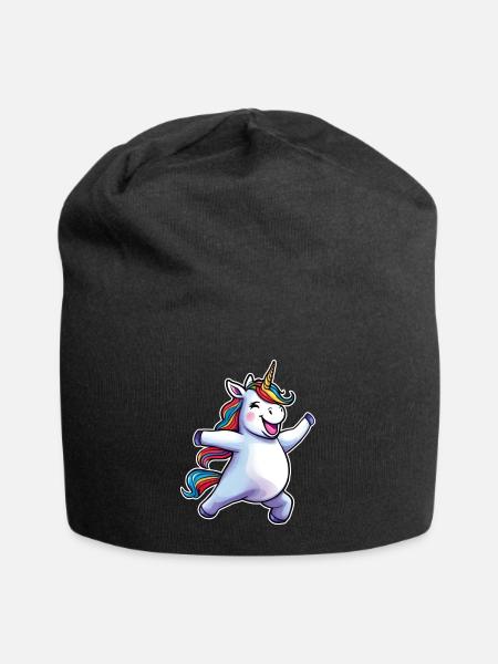 Niedliches lustiges tanzendes Einhorn - Jersey-Beanie - Schwarz