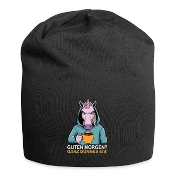 Good morning very thin funny unicorn - Jersey Beanie - black - Front