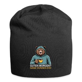 Good Morning Very Thin Grizzly Funny Bear - Jersey Beanie - black - Front