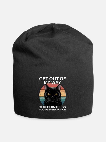 Funny Black Cat - Jersey Beanie - black