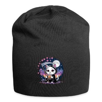 Sensenmann Anime Katze Kirschblüte - Jersey-Beanie - Schwarz - Vorne