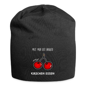 Spruch Mit mir ist heute nicht gut Kirschen essen - Jersey-Beanie - Schwarz - Vorne
