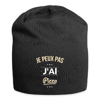 Je peux pas j'ai pizza - Cadeau humour - Bonnet en jersey - noir - Devant