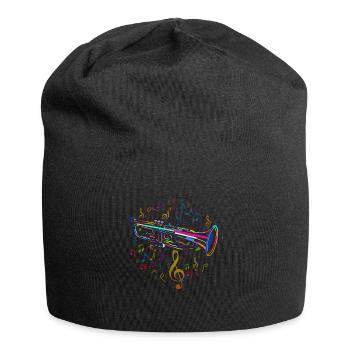 Trompette et notes de musique - Bonnet en jersey - noir - Devant