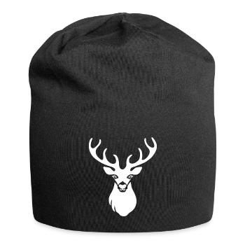Tête de cerf blanche - Bonnet en jersey - noir - Devant