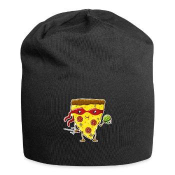 Ninja Pizza eats turtle - Jersey Beanie - black - Front