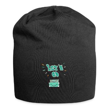 Allons-y ! Valise de voyage personnalisable - Bonnet en jersey - noir - Devant