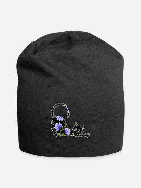Katze - Jersey-Beanie - Schwarz