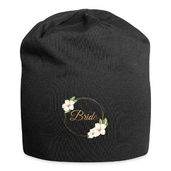 Team Bride Floral Circle Customizable - Jersey Beanie - black - Front